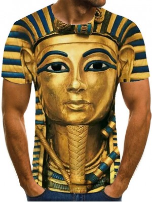 Men's Unisex Tee T shirt Shirt 3D Print Graphic Prints Egypt series Plus Size Round Neck Casual Daily Print Short Sleeve Tops Basic Fashion Designer Big and Tall Gold #8601114