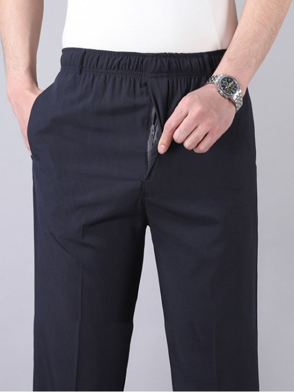 Men's Stylish Casual / Sporty Pants Pocket Full Length Pants Daily Sports Micro-elastic Solid Color Comfort Breathable Mid Waist Black Khaki Dark Gray Navy Blue Light Blue XL XXL 3XL 4XL 5XL / Summer #8769419