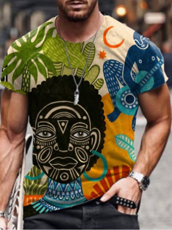 Men's Tee T shirt Shirt 3D Print Graphic Prints Skull Human Round Neck Daily Holiday Print Short Sleeve Tops Casual Designer Big and Tall Gray Rainbow Yellow / Summer #8662003