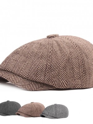 Men's Casual Flat Cap Street Daily Outdoor Print Stripe Hat Windproof Comfort Breathable / Fall / Winter / Spring / 1 PC #8898079