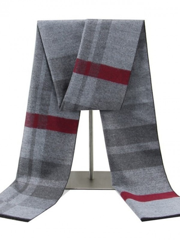 Men's Rectangle Scarf Daily Outdoor As the Picture Scarf Color Block / Winter #8880834