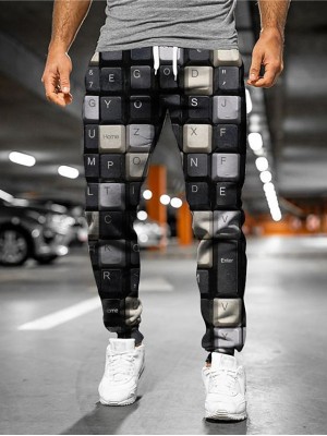 Men's Designer Casual / Sporty Jogger Sweatpants Trousers 3D Print Elastic Drawstring Design Full Length Pants Daily Leisure Sports Micro-elastic Plaid Graphic Breathable Soft Mid Waist Black S M L #8982074