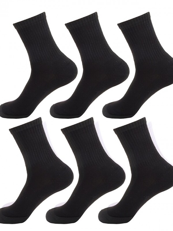 Comfort Men's Socks Solid Colored Socks Sport Socks / Athletic Socks Medium Office / Career Multi color 6 Pairs #8959389