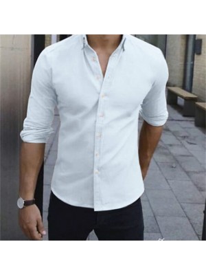 Men's Shirt Solid Color Turndown Street Casual Button-Down Long Sleeve Tops Casual Fashion Breathable Comfortable White Black Brown #9033258