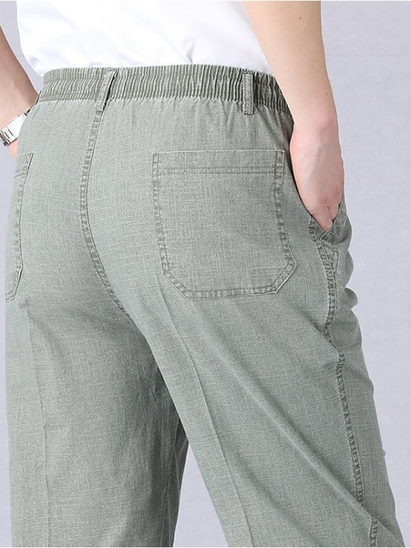 Men's Casual Trousers Chinos Pocket Full Length Pants Casual Daily Micro-elastic Solid Color Breathable Outdoor Mid Waist Blue Green Light Grey Dark Gray XL XXL 3XL 4XL 5XL / Summer / Elasticity #8906053