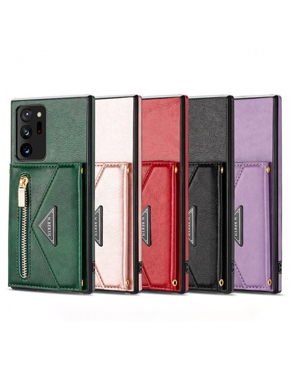 Phone Case For Samsung Galaxy Back Cover S21 S21 Plus S21 Ultra Galaxy A52 Galaxy A72 Galaxy A12 S20 S20 Plus S20 ultra S20 FE 5G Wallet Card Holder Shockproof Solid Colored PU Leather #8759994