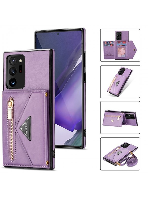 Phone Case For Samsung Galaxy Back Cover S21 S21 Plus S21 Ultra Galaxy A52 Galaxy A72 Galaxy A12 S20 S20 Plus S20 ultra S20 FE 5G Wallet Card Holder Shockproof Solid Colored PU Leather #8759994