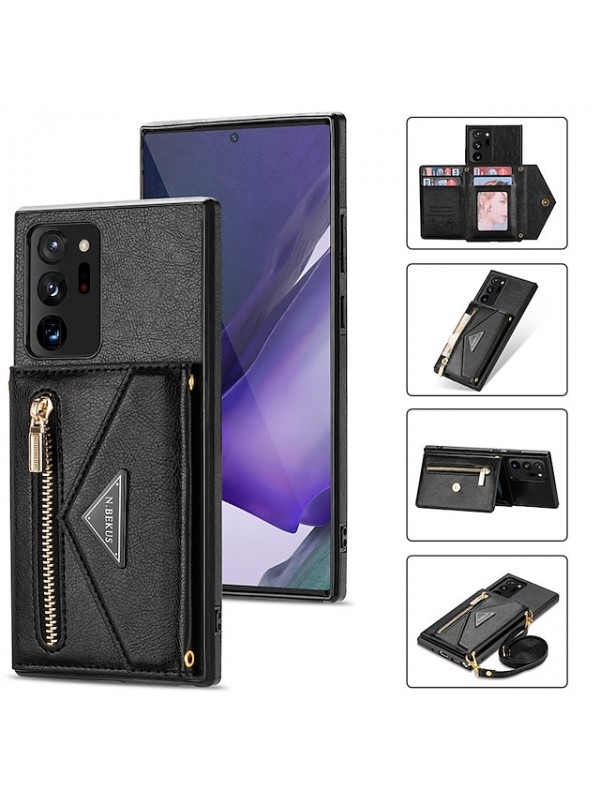 Phone Case For Samsung Galaxy Back Cover S21 S21 Plus S21 Ultra Galaxy A52 Galaxy A72 Galaxy A12 S20 S20 Plus S20 ultra S20 FE 5G Wallet Card Holder Shockproof Solid Colored PU Leather #8759994