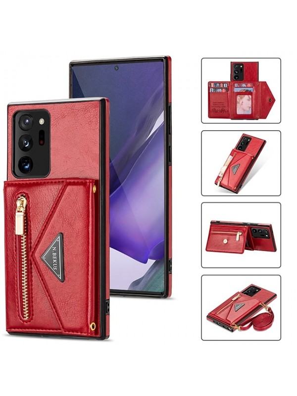 Phone Case For Samsung Galaxy Back Cover S21 S21 Plus S21 Ultra Galaxy A52 Galaxy A72 Galaxy A12 S20 S20 Plus S20 ultra S20 FE 5G Wallet Card Holder Shockproof Solid Colored PU Leather #8759994