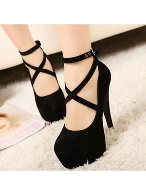 Women's Heels Stilettos High Heels Ankle Strap Heels Platform Stiletto Heel Round Toe Daily PU Buckle Fall Spring Solid Colored Black Red Blue #7887694