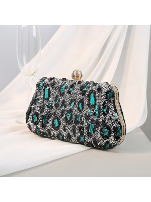 Women's Evening Bag Chain Bag Evening Bag Polyester Sequin Chain Cheetah Print Glitter Shine Vintage Party Wedding Green Black Silver Gold #8725791