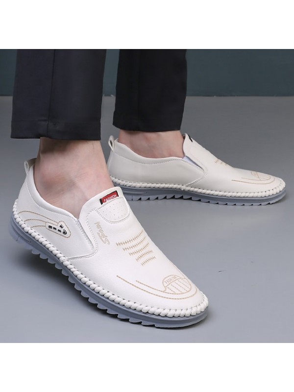 summer hollow casual leather shoes men's soft surface handmade driving shoes 2021 new dad shoes men's white shoes #8565023