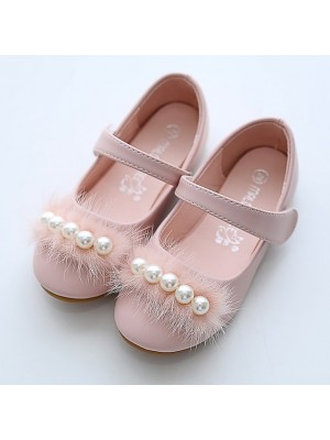 Girls' Flats Flower Girl Shoes Microfiber Wedding Casual / Daily Dress Shoes Toddler(9m-4ys) Little Kids(4-7ys) Wedding Party Party & Evening Pearl Pink Ivory Fall Spring #8809576