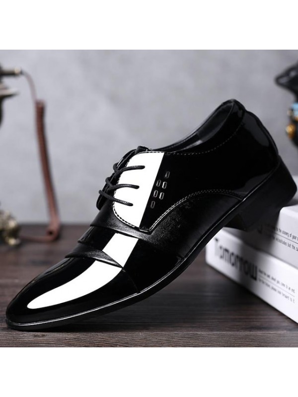 Men's Loafers & Slip-Ons Lace up Sequins Comfort Shoes Business Casual Classic Party & Evening Office & Career PU Waterproof Non-slipping Height-increasing Black Fall #8816299