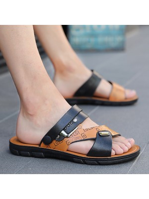 Men's Sandals Slingback Sandals Casual Home Daily Walking Shoes PU Black Brown Summer #8487345