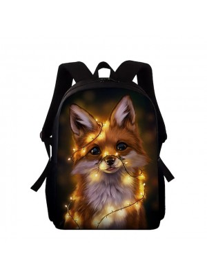 Kids Unisex School Bag Commuter Backpack 3D Oxford 3D Print Fox Large Capacity Zipper Print School Daily Black Red #8939979