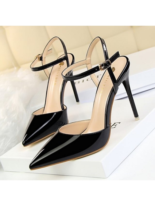 Women's Sandals High Heel Sandals Stiletto Heel Pointed Toe Daily PU Buckle Summer White Black Gold #8081717