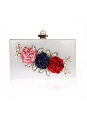 Women's Retro Evening Bag Chain Bag Evening Bag Polyester Chain Flower Plain Party / Evening Daily White #8964224