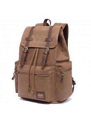 Unisex Backpack Rucksack Commuter Backpack Canvas Solid Color Large Capacity Zipper School Daily Black Gray Army Green Khaki Coffee #8535216