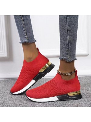 Women's Sneakers Flyknit Shoes Flat Heel Round Toe Sporty Casual Daily Outdoor Walking Shoes Knit Loafer Fall Spring Color Block White Black Gray #8723826