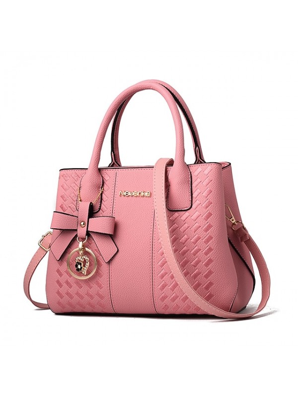 Women's Leather Bags Handbags PU Leather Polyester Zipper Geometric Pattern Solid Color Daily Outdoor Light Purple Black Pink Dusty Rose #7584092