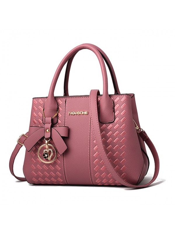 Women's Leather Bags Handbags PU Leather Polyester Zipper Geometric Pattern Solid Color Daily Outdoor Light Purple Black Pink Dusty Rose #7584092