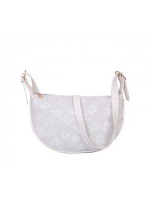 Women's Crossbody Bag Chiffon Zipper Floral Print Daily Going out White Black #9033475