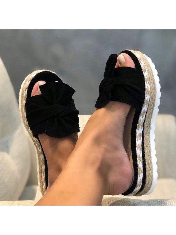 Women's Sandals Espadrille Platform Sandals Flat Sandals Flat Heel Open Toe Casual Daily Beach PU Loafer Summer White Black Red #8042059