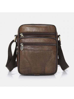 men genuine leather business casual solid color leather shoulder bag crossbody bag #8483094