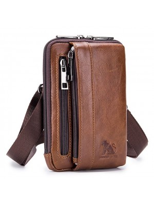 Men's Bum Bag Messenger Bag Fanny Pack Belt Pouch / Belt Bag Nappa Leather Zipper Daily Holiday Dark Brown Black #8098395