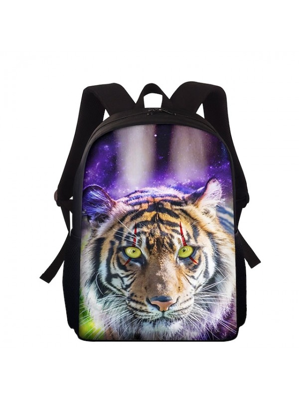 Unisex Backpack School Bag Rucksack 3D Polyester 3D Print Geometric Animal Large Capacity Zipper School Daily Outdoor Black / White Blue Purple Brown Yellow #8519610