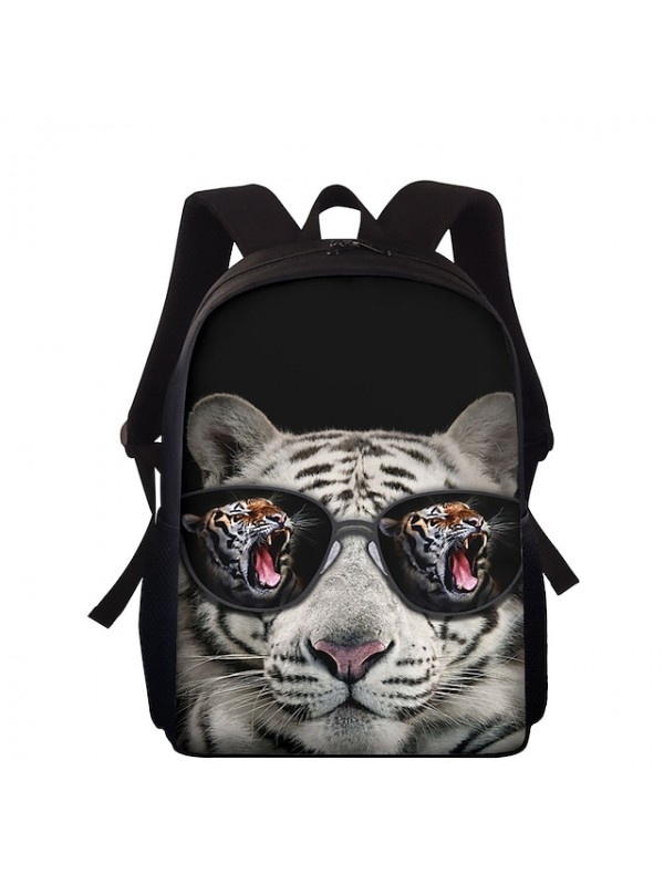 Unisex Backpack School Bag Rucksack 3D Polyester 3D Print Geometric Animal Large Capacity Zipper School Daily Outdoor Black / White Blue Purple Brown Yellow #8519610