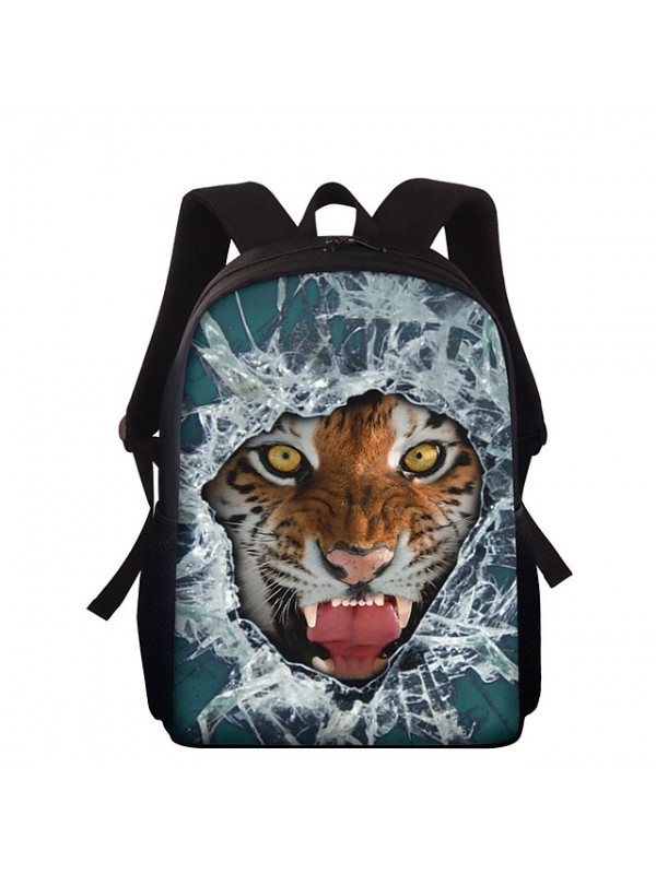 Unisex Backpack School Bag Rucksack 3D Polyester 3D Print Geometric Animal Large Capacity Zipper School Daily Outdoor Black / White Blue Purple Brown Yellow #8519610