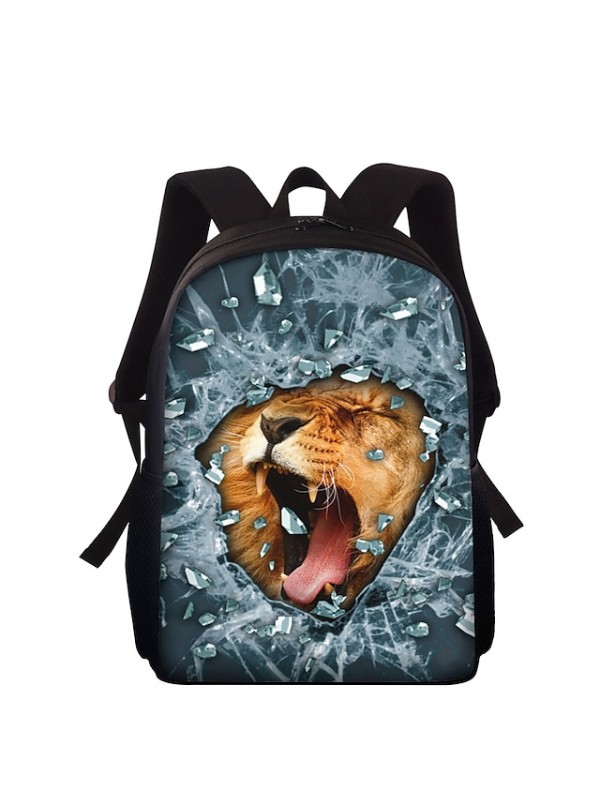 Unisex Backpack School Bag Rucksack 3D Polyester 3D Print Geometric Animal Large Capacity Zipper School Daily Outdoor Black / White Blue Purple Brown Yellow #8519610