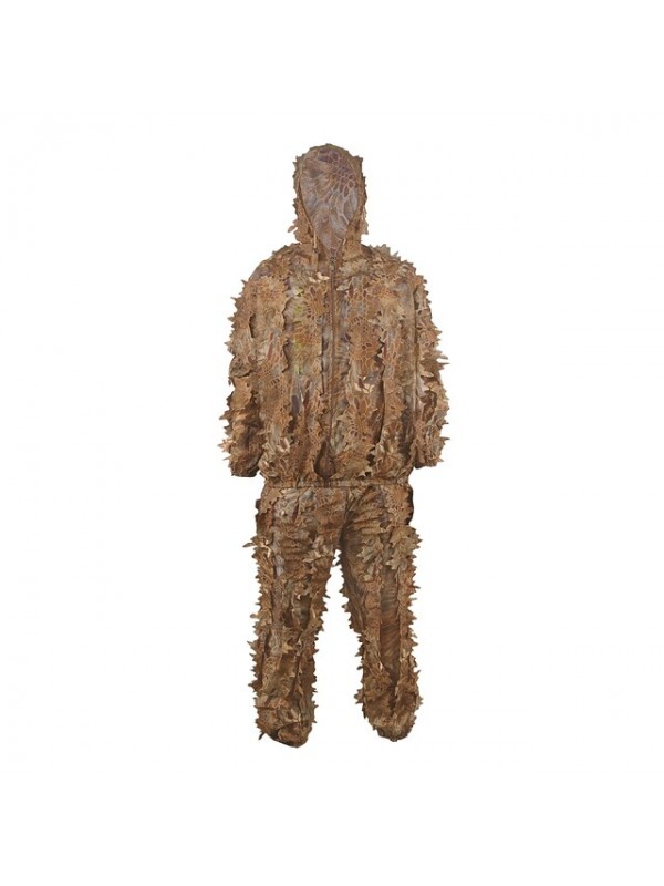 Men's Ghillie Hunting Suit Hunting Jacket with Pants Outdoor Waterproof Ventilation Wearproof Comfortable Fall Spring Camo / Camouflage Polyester Camouflage / 2pcs #8565447