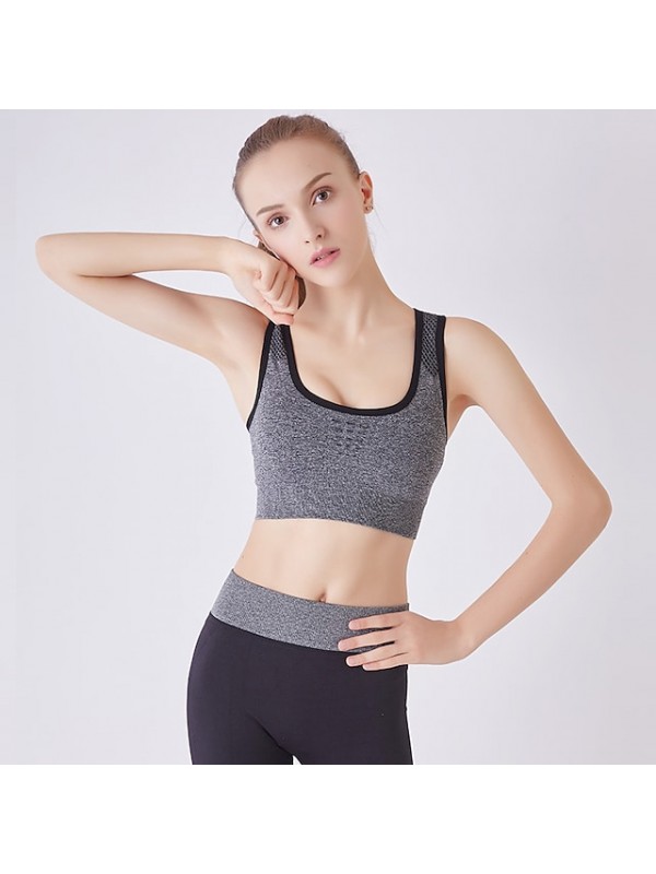 Women's Sports Bra Bralette Removable Pad Nylon Spandex Yoga Fitness Gym Workout Breathable Lightweight Soft Padded Light Support White Black Gray Pink Dark Navy Solid Colored / Summer / Athletic #9030512