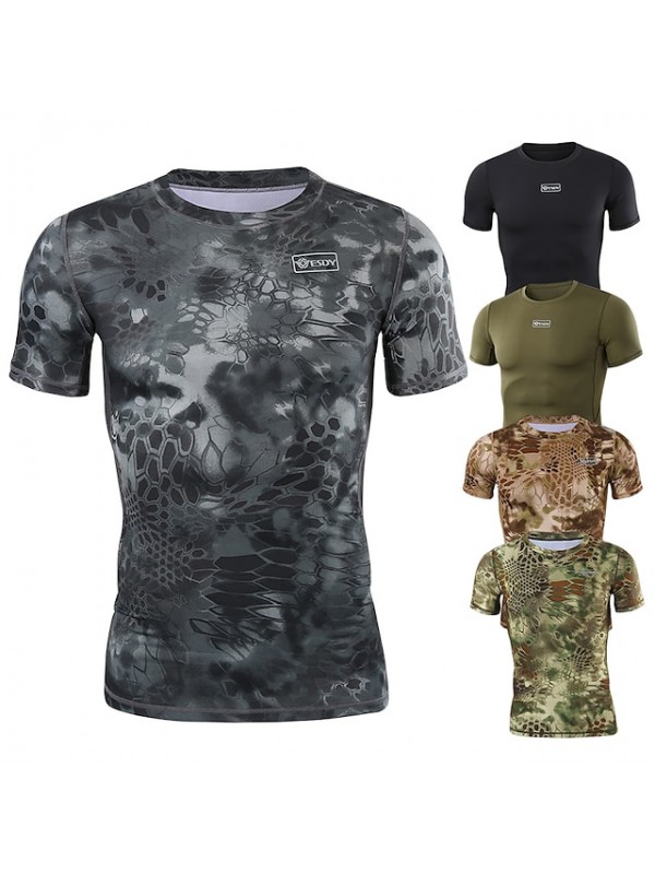 Men's Running T-Shirt Hunting T-shirt Tee shirt Camouflage Hunting T-shirt Camo Short Sleeve Outdoor Summer Ultra Light (UL) Ventilation Fast Dry Quick Dry Top Polyester Camping / Hiking Hunting #8512034