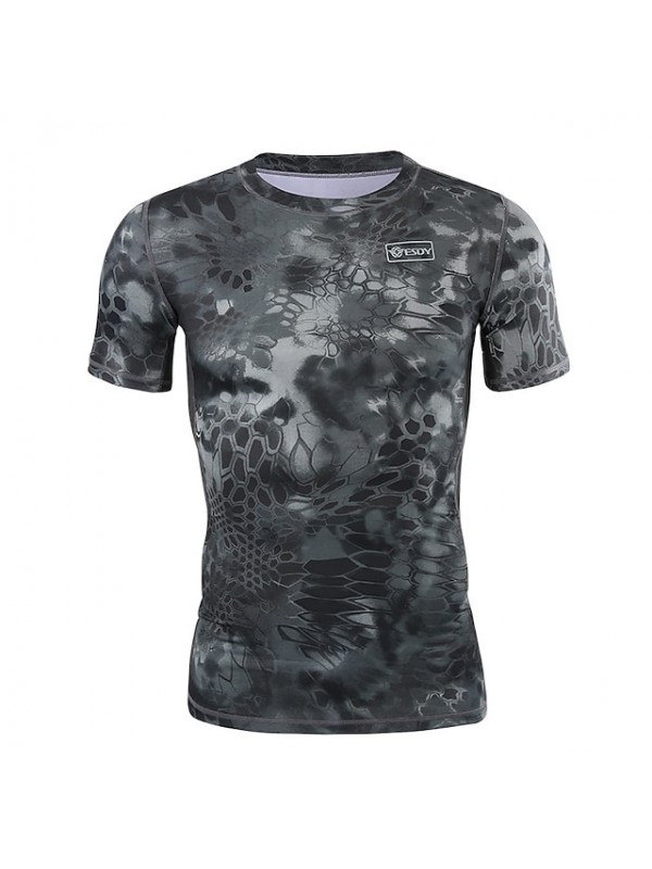 Men's Running T-Shirt Hunting T-shirt Tee shirt Camouflage Hunting T-shirt Camo Short Sleeve Outdoor Summer Ultra Light (UL) Ventilation Fast Dry Quick Dry Top Polyester Camping / Hiking Hunting #8512034