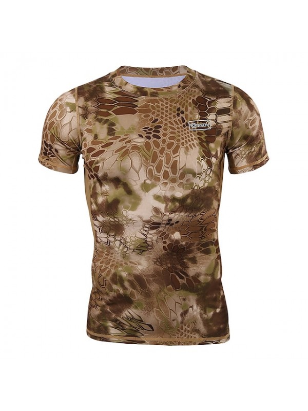 Men's Running T-Shirt Hunting T-shirt Tee shirt Camouflage Hunting T-shirt Camo Short Sleeve Outdoor Summer Ultra Light (UL) Ventilation Fast Dry Quick Dry Top Polyester Camping / Hiking Hunting #8512034