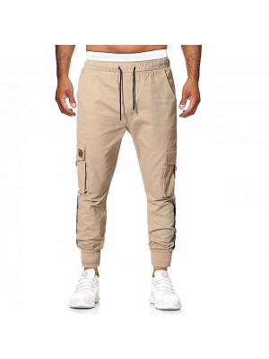 Men's Work Pants Hiking Cargo Pants Jogger Pants Military Summer Outdoor Ripstop Breathable Quick Dry Lightweight Drawstring Beam Foot Elastic Waist Pants / Trousers Bottoms Black khaki Camping #9007529