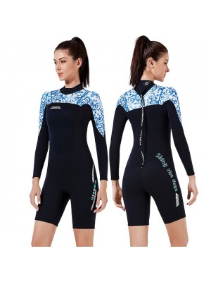 Dive&Sail Women's Shorty Wetsuit 3mm SCR Neoprene Diving Suit Thermal Warm Anatomic Design Quick Dry High Elasticity Long Sleeve Back Zip - Swimming Diving Surfing Scuba Patchwork Autumn / Fall #7882272