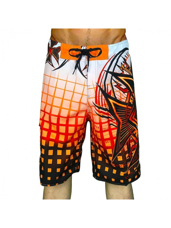 Men's Swim Shorts Swim Trunks Board Shorts Quick Dry Drawstring - Swimming Surfing Water Sports Grid Pattern Summer #8536733