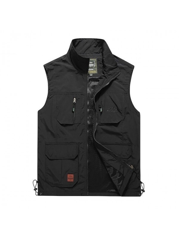 Men's Hiking Vest / Gilet Fishing Vest Military Tactical Vest Sleeveless Vest / Gilet Jacket Top Outdoor Quick Dry Lightweight Breathable Soft Autumn / Fall Spring Summer Spandex Polyester Solid Color #8534128