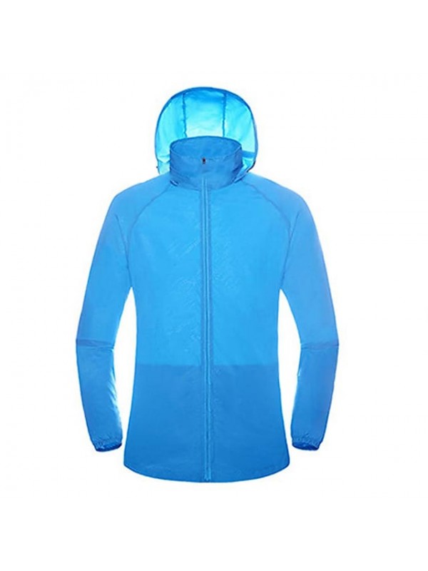 Men's Women's Rain Jacket Hiking Skin Jacket Hiking Windbreaker Summer Outdoor Solid Color Packable UV Sun Protection Quick Dry Lightweight Outerwear Jacket Top Hunting Fishing Climbing Sapphire #8488242