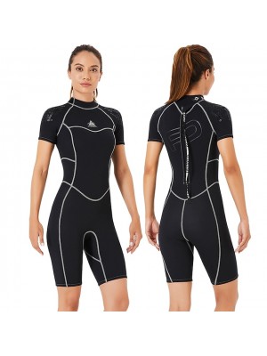 Dive&Sail Women's Shorty Wetsuit 1.5mm SCR Neoprene Diving Suit Quick Dry Stretchy Short Sleeve Back Zip - Swimming Diving Surfing Scuba Solid Color Autumn / Fall Spring Summer #8514107