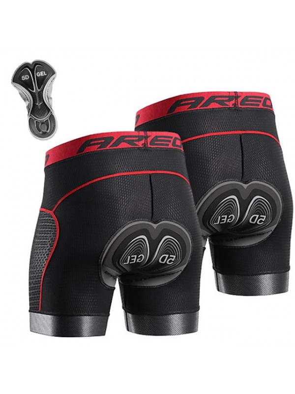 Arsuxeo Men's Cycling Padded Shorts Cycling Underwear Spandex Bike Padded Shorts / Chamois Bottoms Breathable Sweat wicking Sports Solid Color Black / Red / black+black / Gray+Gray Clothing Apparel #8603061