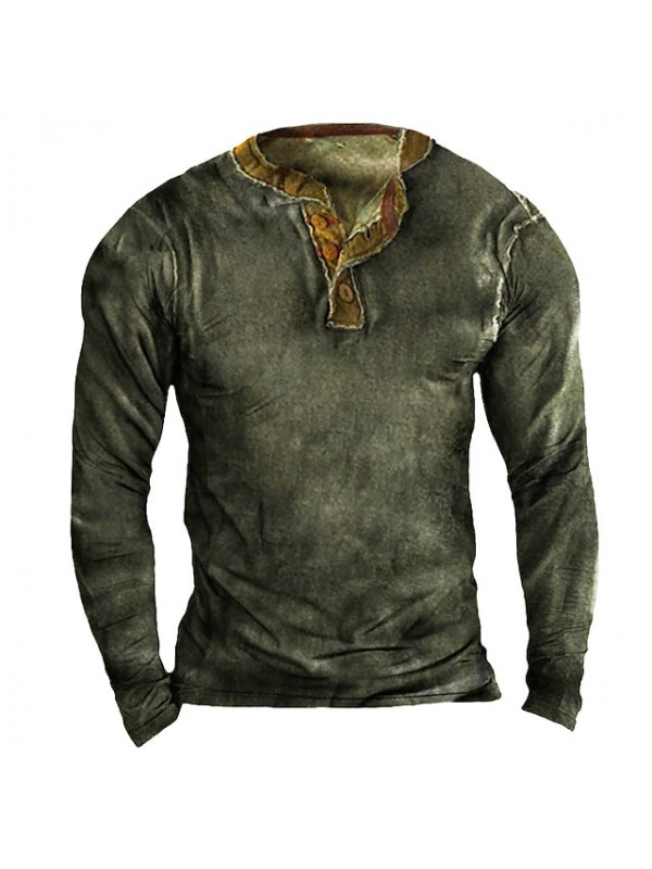 Men's Hiking Shirt / Button Down Shirts Henley Shirt Tee Tshirt Top Outdoor Breathable Lightweight Soft Comfortable Spring Summer Dark Green Fishing Climbing Running #9008408