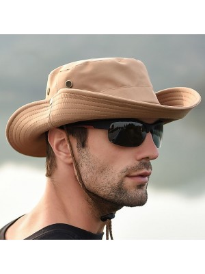 Men's Sun Hat Fishing Hat Fisherman Hat Hiking Hat 1 pcs Wide Brim Winter Summer Outdoor Portable Sunscreen UV Resistant UV Protection Hat Solid Color Cotton Army Green Dark Gray Khaki for Camping #7972178