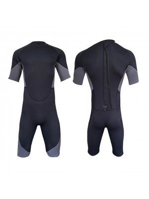 MYLEDI Men's Shorty Wetsuit 2mm SCR Neoprene Diving Suit Thermal Warm Anatomic Design Stretchy Short Sleeve Back Zip - SkyDiving Kayaking Windsurfing Waterskiing & Towsports Patchwork Spring Summer #8954560