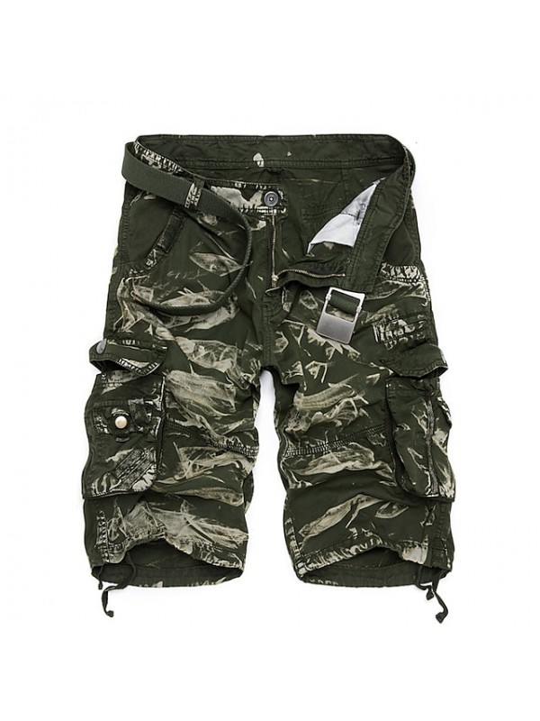 Men's Hiking Cargo Shorts Hiking Shorts Tactical Shorts Ventilation Multi-Pockets Quick Dry Breathable Spring Summer Solid Colored Camo / Camouflage Cotton Bottoms for Hunting Fishing Casual Yellow #8564697